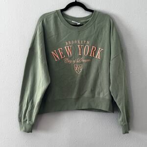 Mighty Fine Brooklyn New York Sweatshirt XL Sage Green NYC‎ Graphic Crewneck
